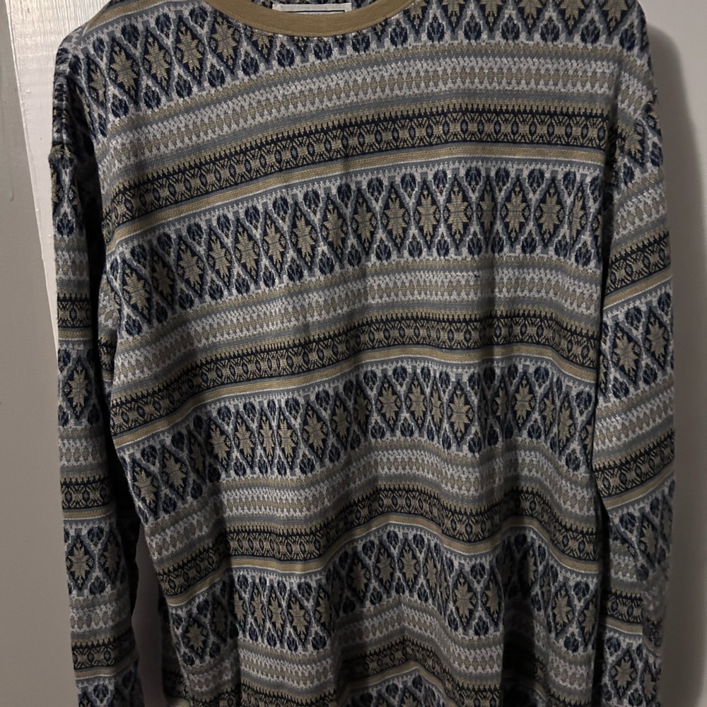 Arizona Jean Company Men's Geometric Sweater - Blue and Tan